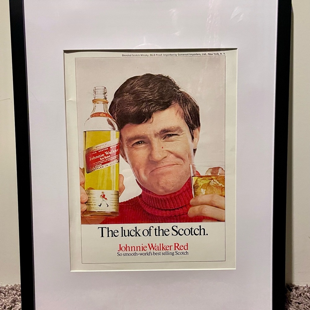 Framed Vintage 1970 Johnnie Walker Red Label Advertisement Wall Art